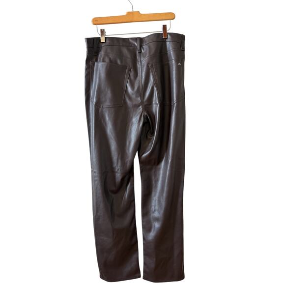 Rag & Bone Harlow Straight Leg Faux Leather Pants Dark Brown 32 - Picture 6 of 8